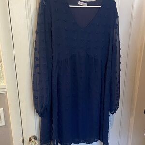 Chic Long Sleeve Navy Dress